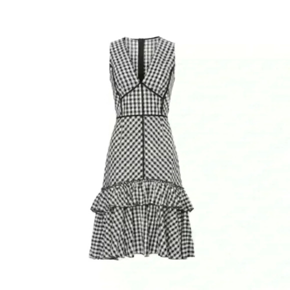 TOME Collective Gingham Ruffle Hem Dress 
Black And White- Size 6 NWT! - Picture 6 of 12